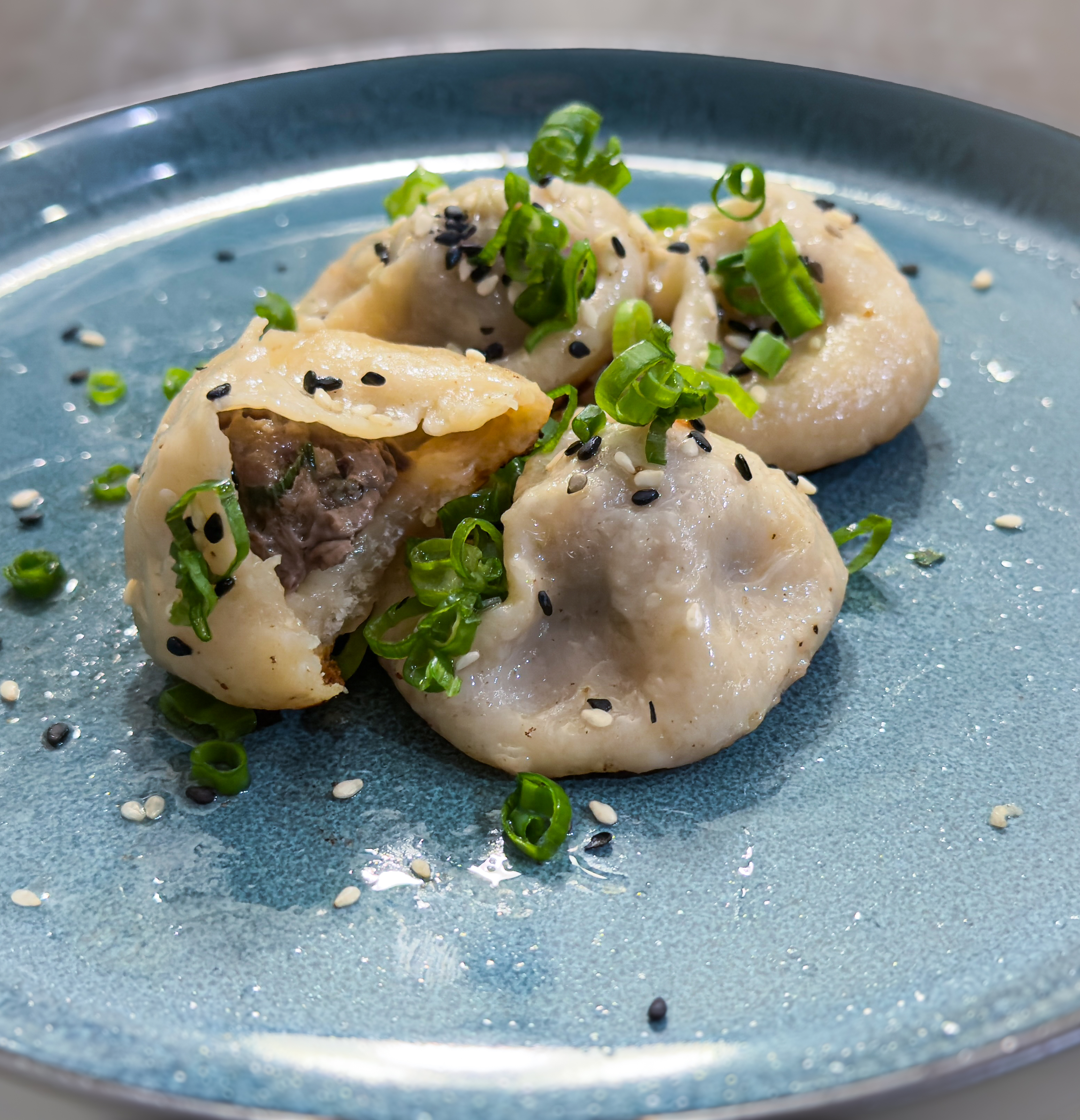 Beef Sheng Jian Bao open